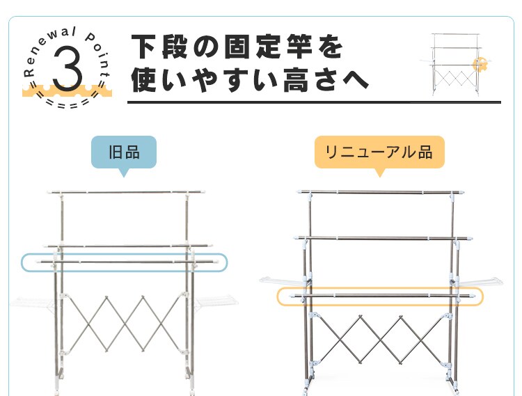 【訳あり】物干し 室内用 折りたたみ式 キャスター付き KTM-2018R10