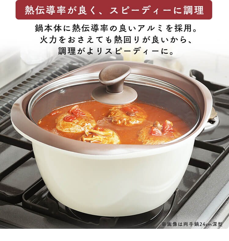 鍋 マルチクッキング鍋 浅型 24cm IH/ガス MC-R24S ホワイト2