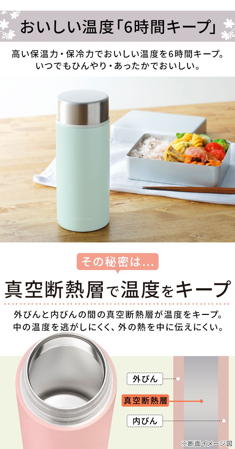 ステンレスケータイボトル フラワーカラー SBF-S350 全6色1