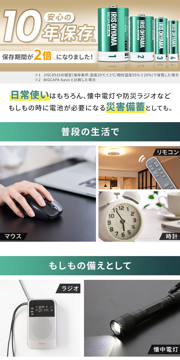 【メール便】BIGCAPA basic＋ 単3形 単4形アルカリ乾電池  LR6Bbp【代引き不可】5