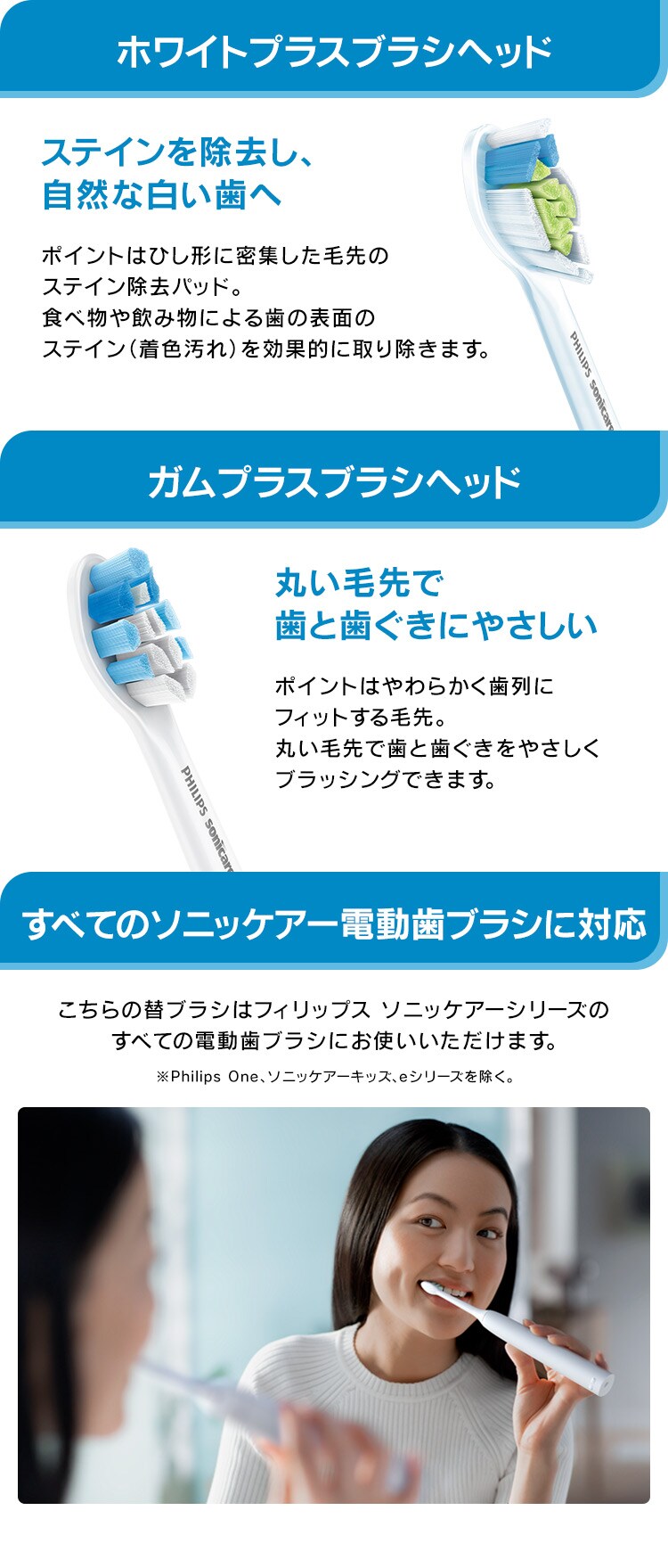 フィリップス ソニッケアー ブラシヘッド 3個セット 全3種類1