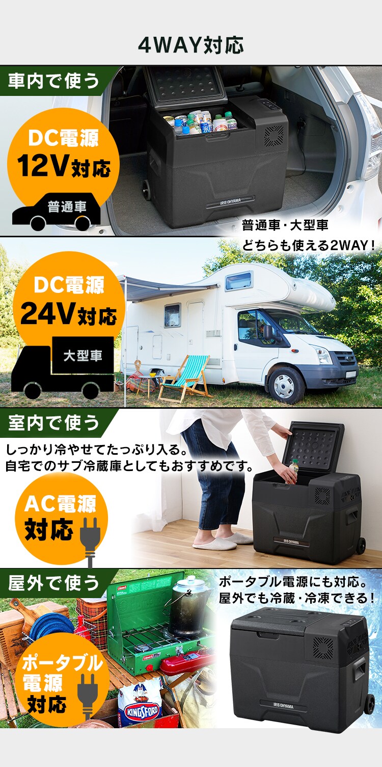 冷蔵庫 40L ポータブル 幅61.5cm IPD-4AB-2 ブラック2