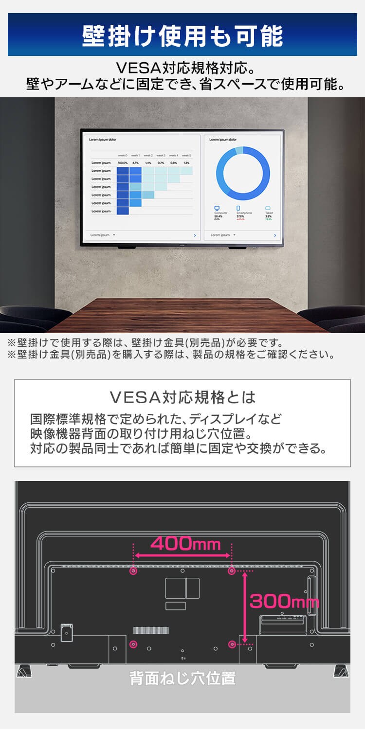 モニター 65インチ ディスプレイ 大型 設置費込み LUCA ILD-B65UHDS-B【代引き不可】3