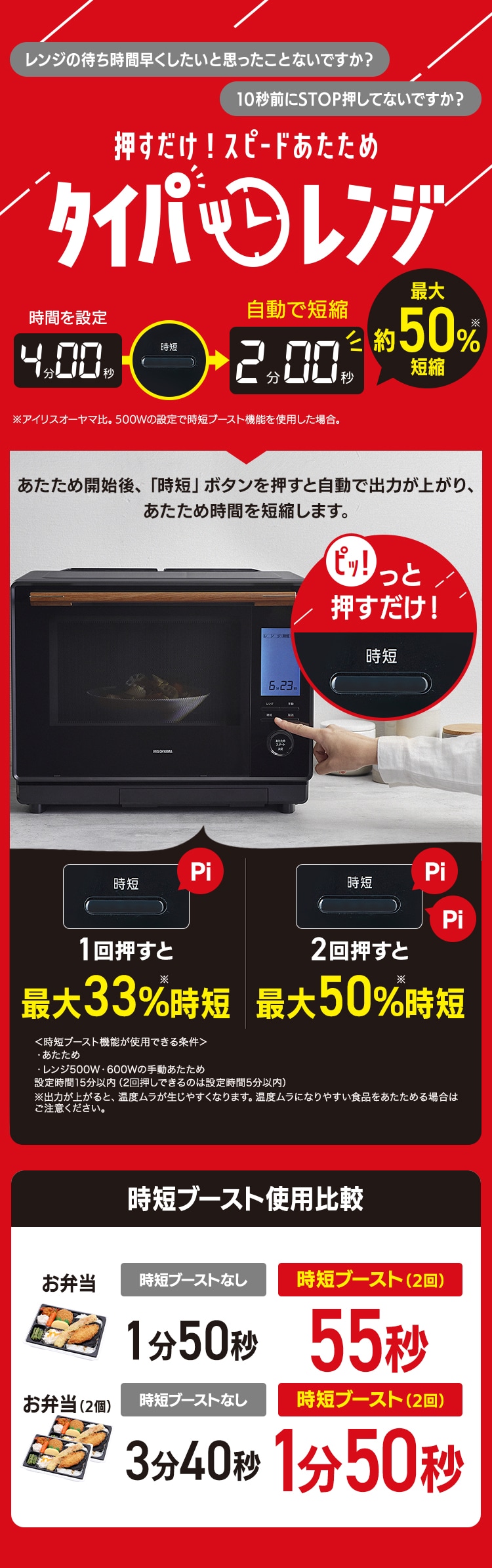 スチームオーブンレンジ 30L タンク式 MS-F3002-B コンベクション機能 ヘルシーメニュー 26種類 時短ブースト ブラック【代引き不可】6