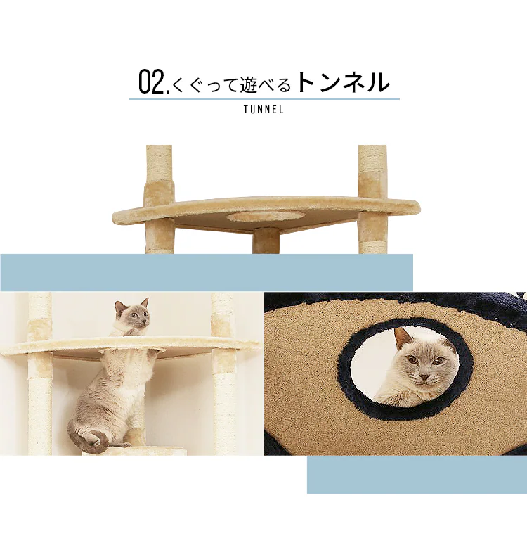 キャットタワー 突っ張り ベージュ 猫タワー3