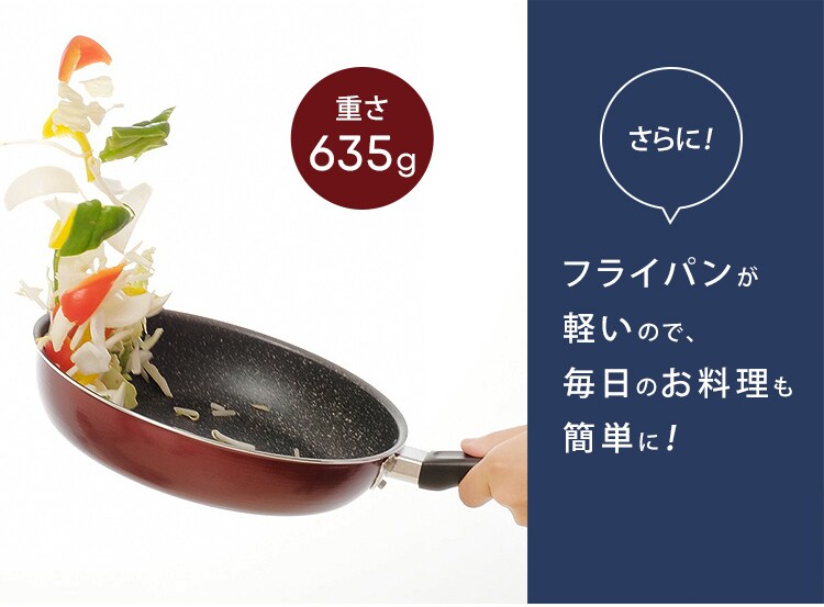 フライパン 24cm IH ガス火 FPM-24 レッド 6