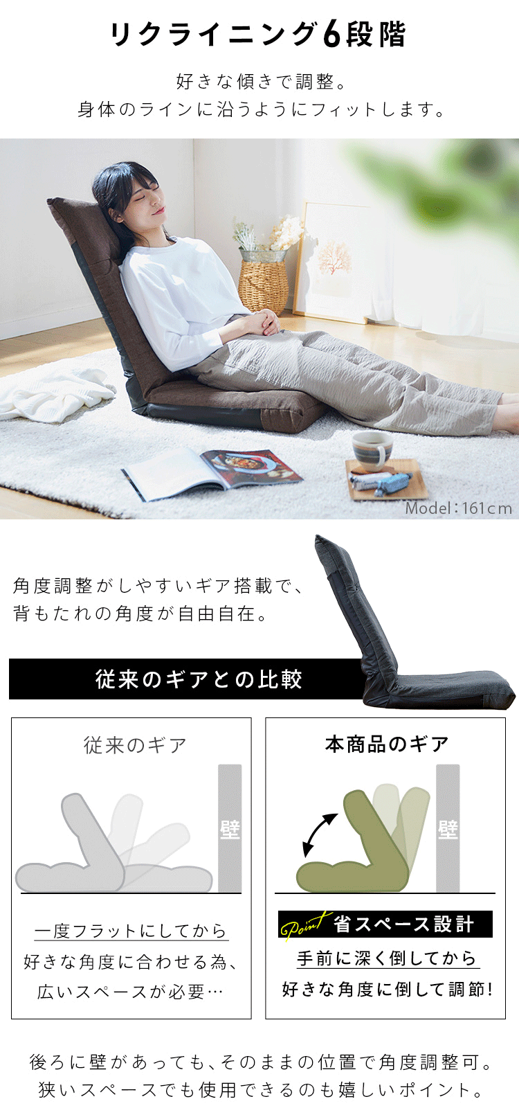 座椅子 ハイバック YC-601 デニムブルー 4
