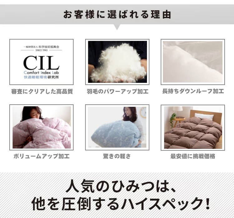 羽毛布団 ホワイトダックダウン90% 増量1.8kg キングロング PAA19RP 全6色1