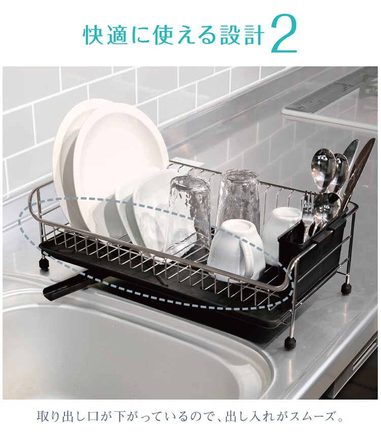 ステンレス水切り 1段 スリム SSDD-1S ブラック　3