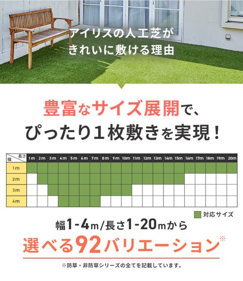 3点セット】防草人工芝 2m×10m 芝丈30mm RP-30210【U字釘144本付き 