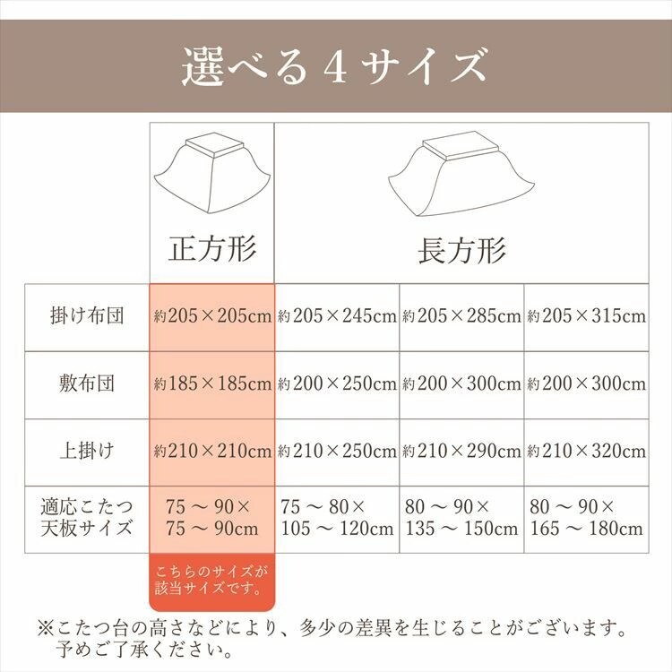 こたつ布団3点ｾｯﾄ ｻｲｽﾞ205&times;205cm 洗える上掛け付き 全3色【ﾌﾟﾗｻﾞｾﾚｸﾄ】【代引き不可】7