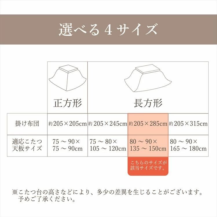 こたつ掛布団 205&times;285cm 全3色【ﾌﾟﾗｻﾞｾﾚｸﾄ】【代引き不可】5