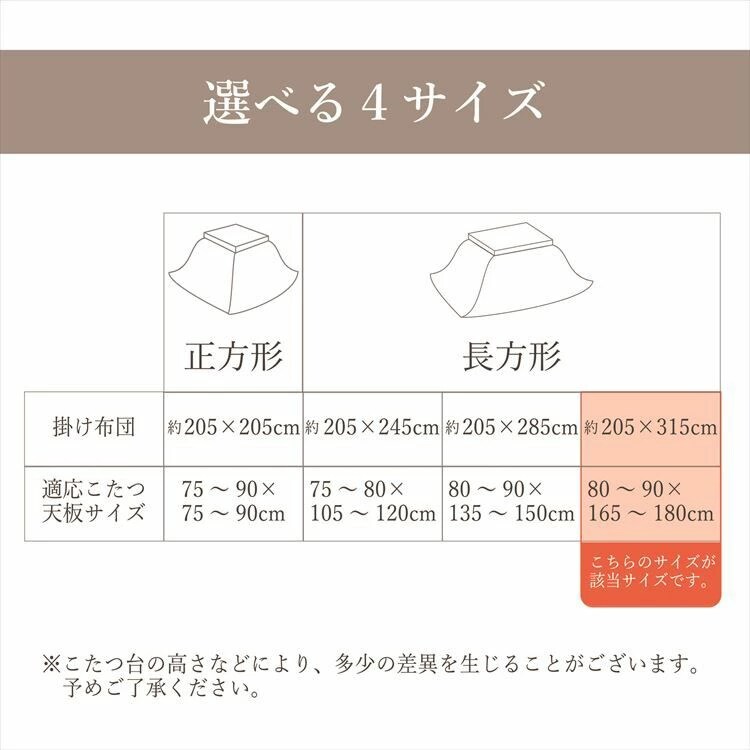 こたつ掛布団 205&times;315cm 全3色【ﾌﾟﾗｻﾞｾﾚｸﾄ】【代引き不可】5
