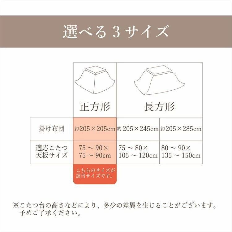 こたつ掛布団 205&times;205cm 全2色【ﾌﾟﾗｻﾞｾﾚｸﾄ】【代引き不可】5