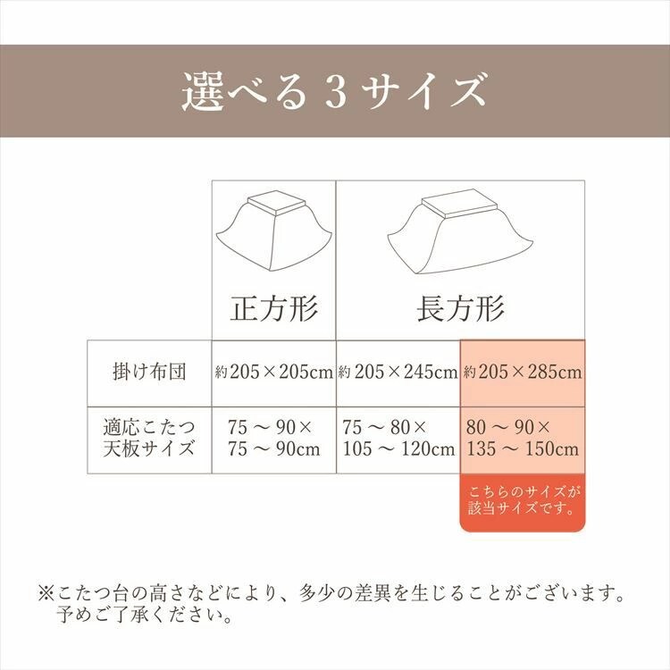 こたつ掛布団 205&times;285cm 全2色【ﾌﾟﾗｻﾞｾﾚｸﾄ】【代引き不可】5