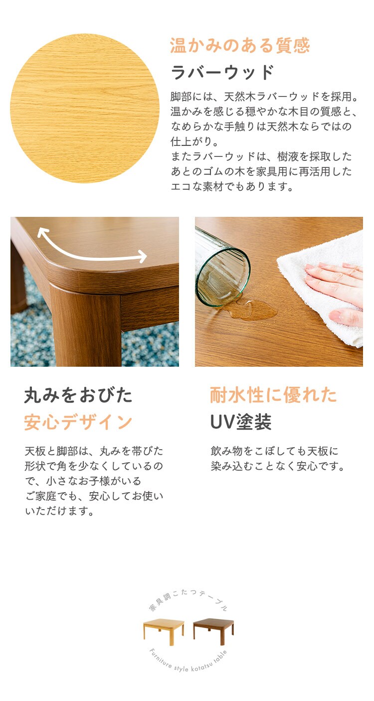 家具調こたつ 80&times;80cm PKF-W80S 全2色4