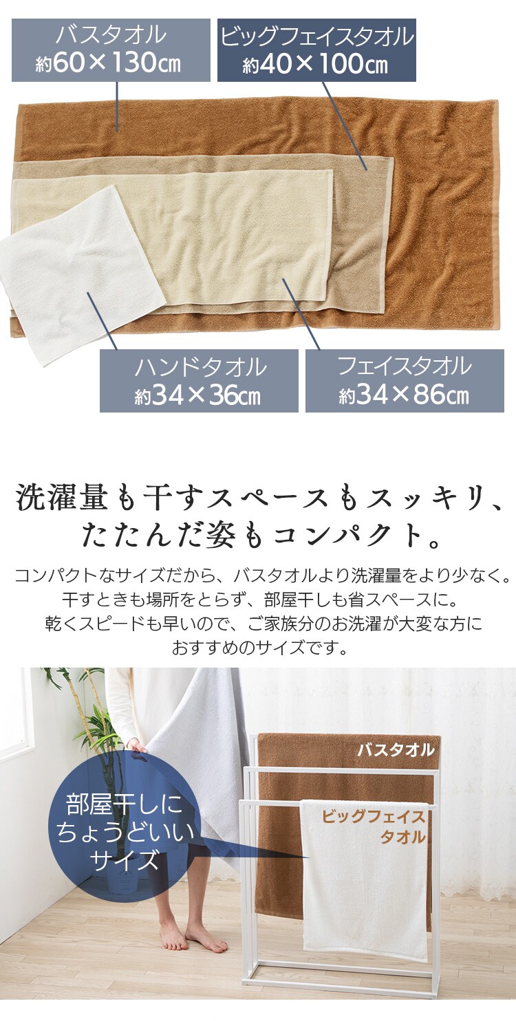 【メール便】【2枚セット】ビッグフェイスタオル 全18色【代引き不可】5