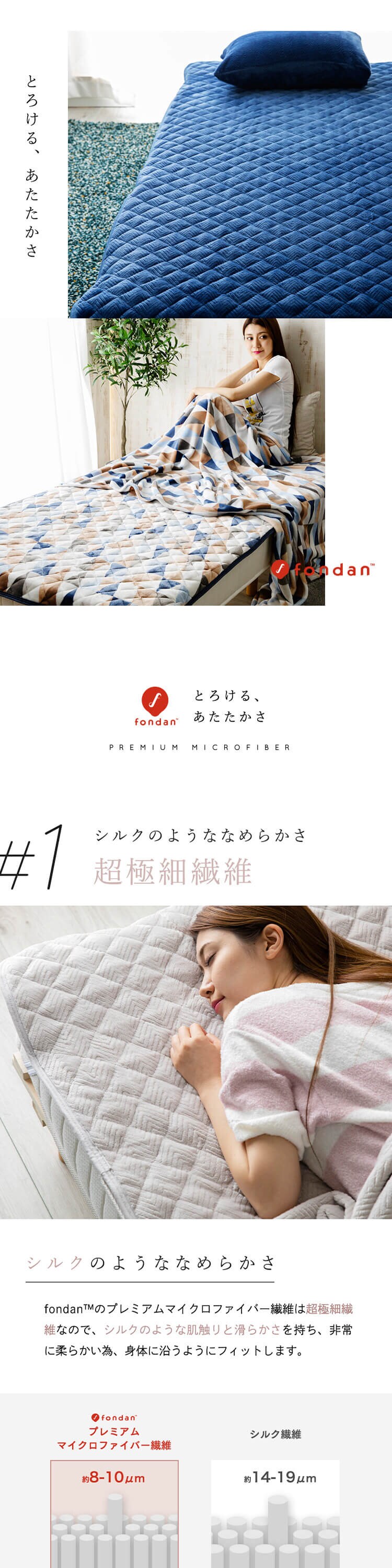 fondan プレミアムマイクロファイバー 敷きパッド S シングル 全10色 2