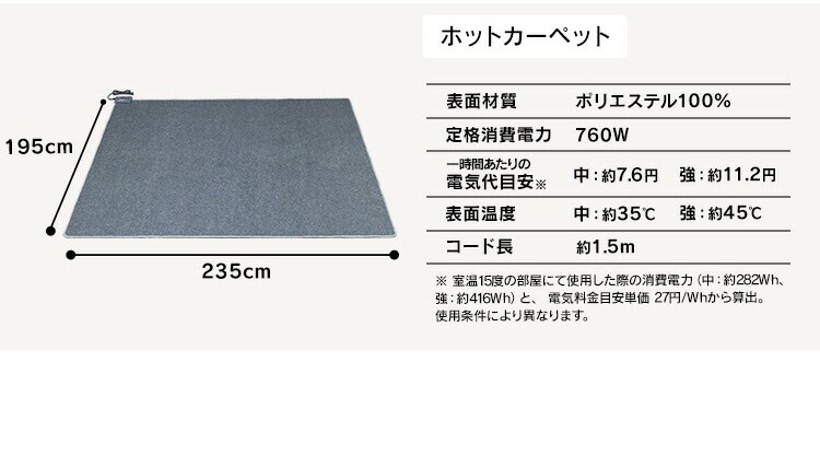 ホットカーペット+シャギーラグ 200&times;250cm SGR-2025 ベージュ10