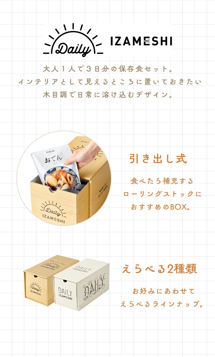 保存食セット 非常食 １人用 3日分 3年保存 DAILY IZAMESHI 636-4581