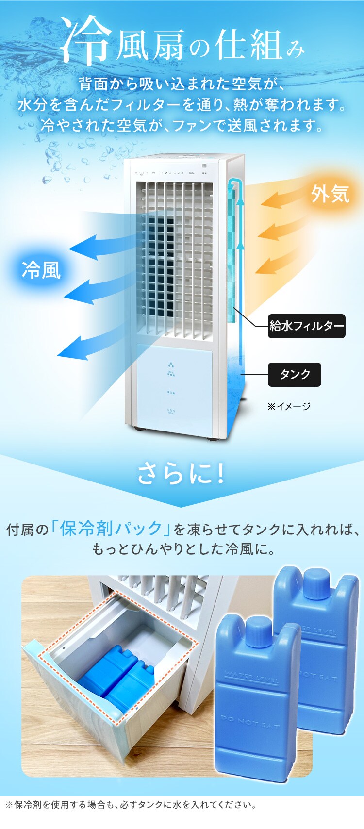 冷風扇 左右オートルーバー リモコン付 テクノス TEKNOS TCW-020 ホワイト1