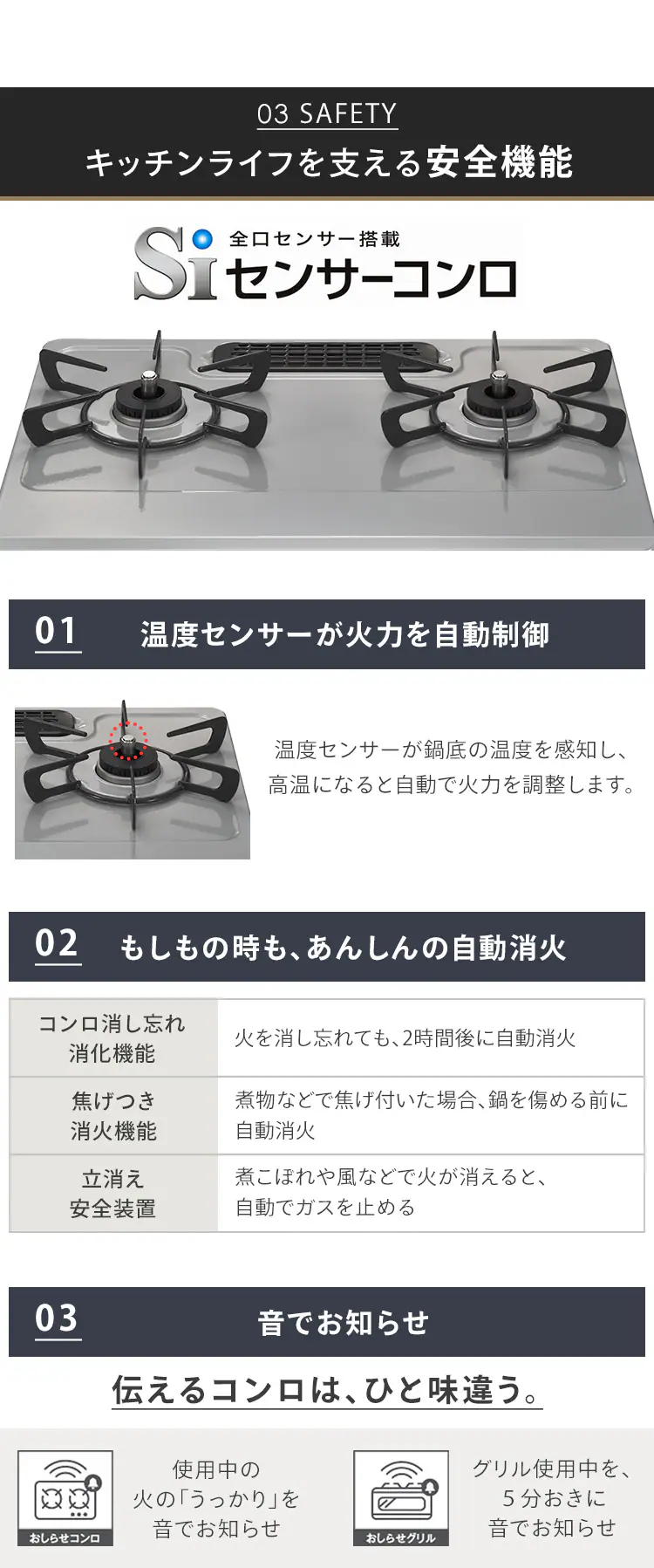 Rinnai ガステーブル 56cm 都市ガス 右強火力 工事不要 KG35NGRR 13A スカイグレー/都市ガス右強 リンナイ4