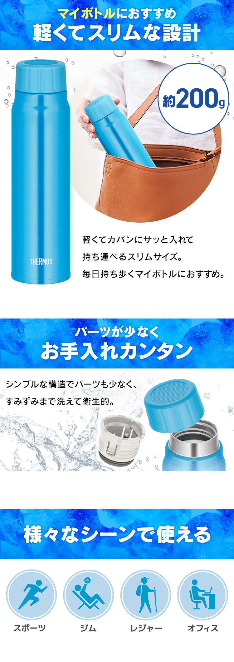 サーモス サーモス 保冷炭酸飲料ボトル 0.5L FJK-500 LB 全3色3