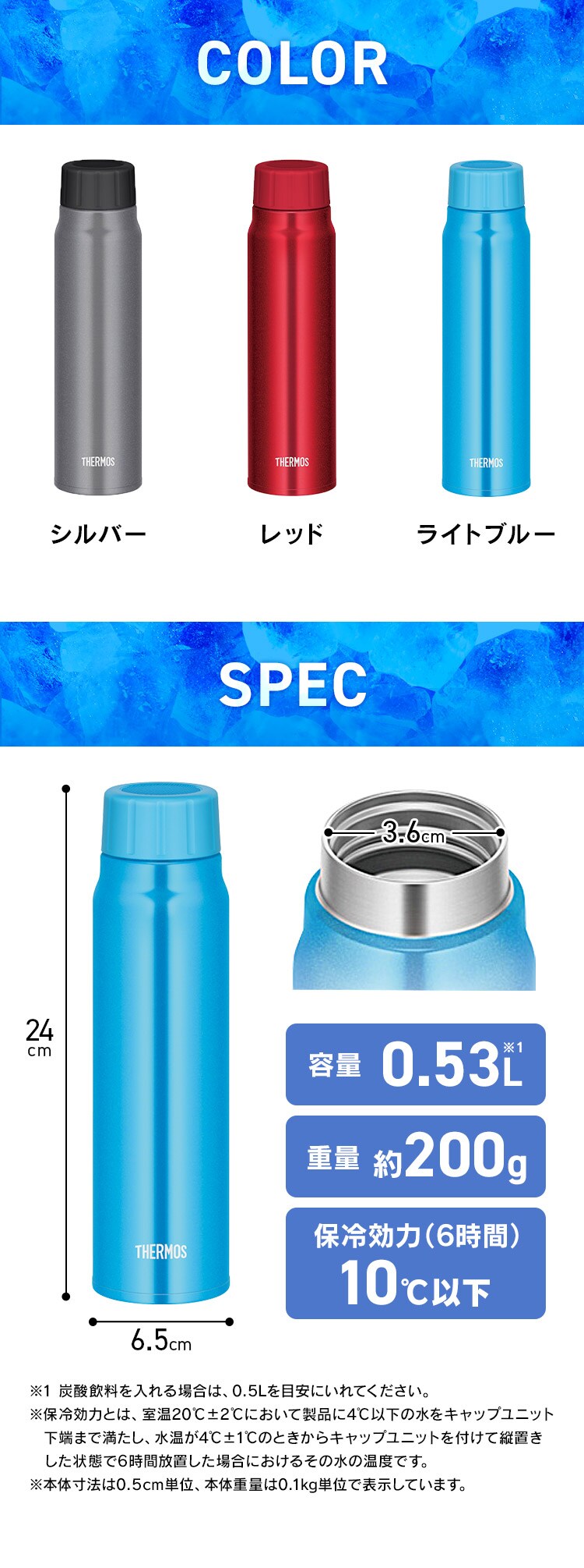 サーモス サーモス 保冷炭酸飲料ボトル 0.5L FJK-500 LB 全3色4