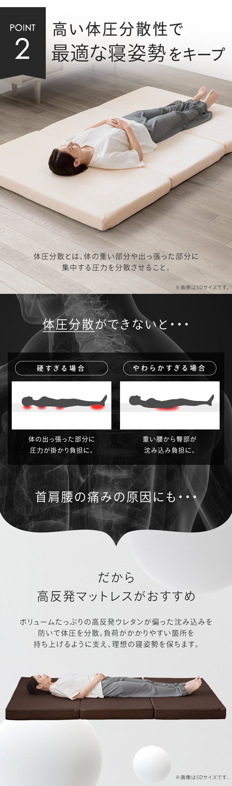 高反発三つ折りマットレス 10cm（ノーマル） セミダブル グレー5