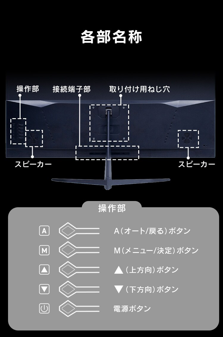 ゲーミングモニター 32V型 スピーカー内蔵 NB-IGM32B ブラック 12