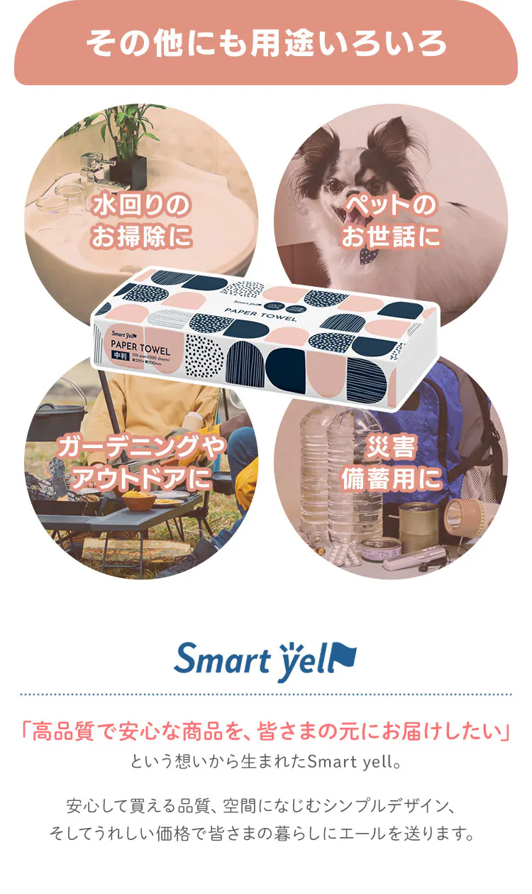 【64パック】 ペーパータオル 4パック&times;16 スマートエール【SYCP】3