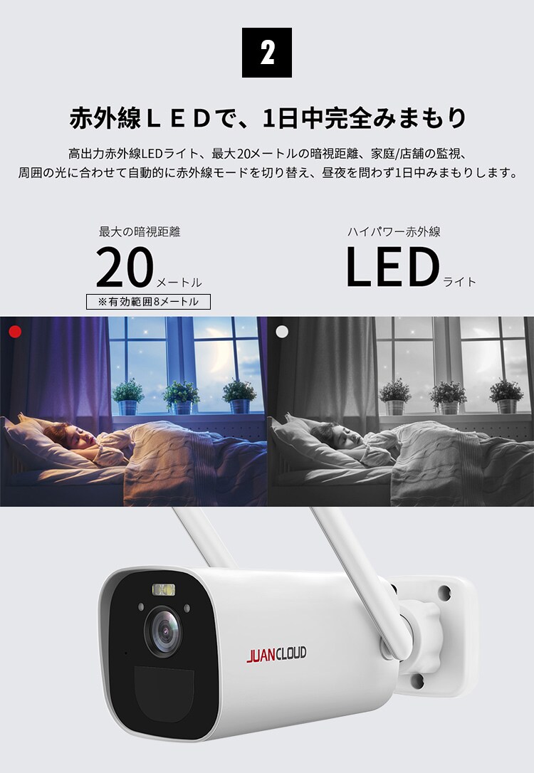 バッテリーIPカメラ＋ソーラーパネルセット 白3
