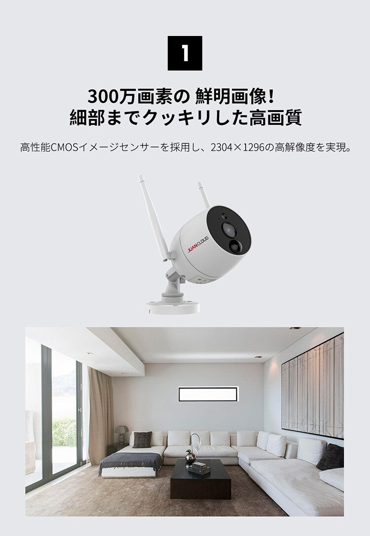 Wi-Fiネットワークカメラ10局レコーダーセット 白2