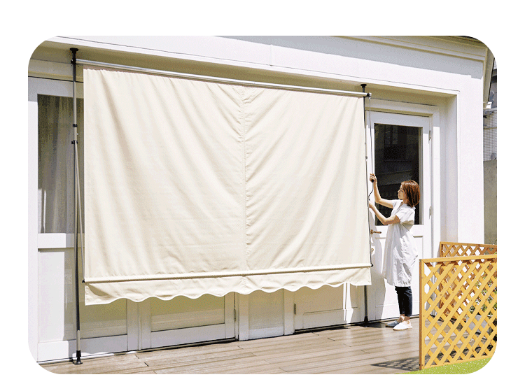 日除け 突っ張りオーニング 200&times;120cm カーキ1