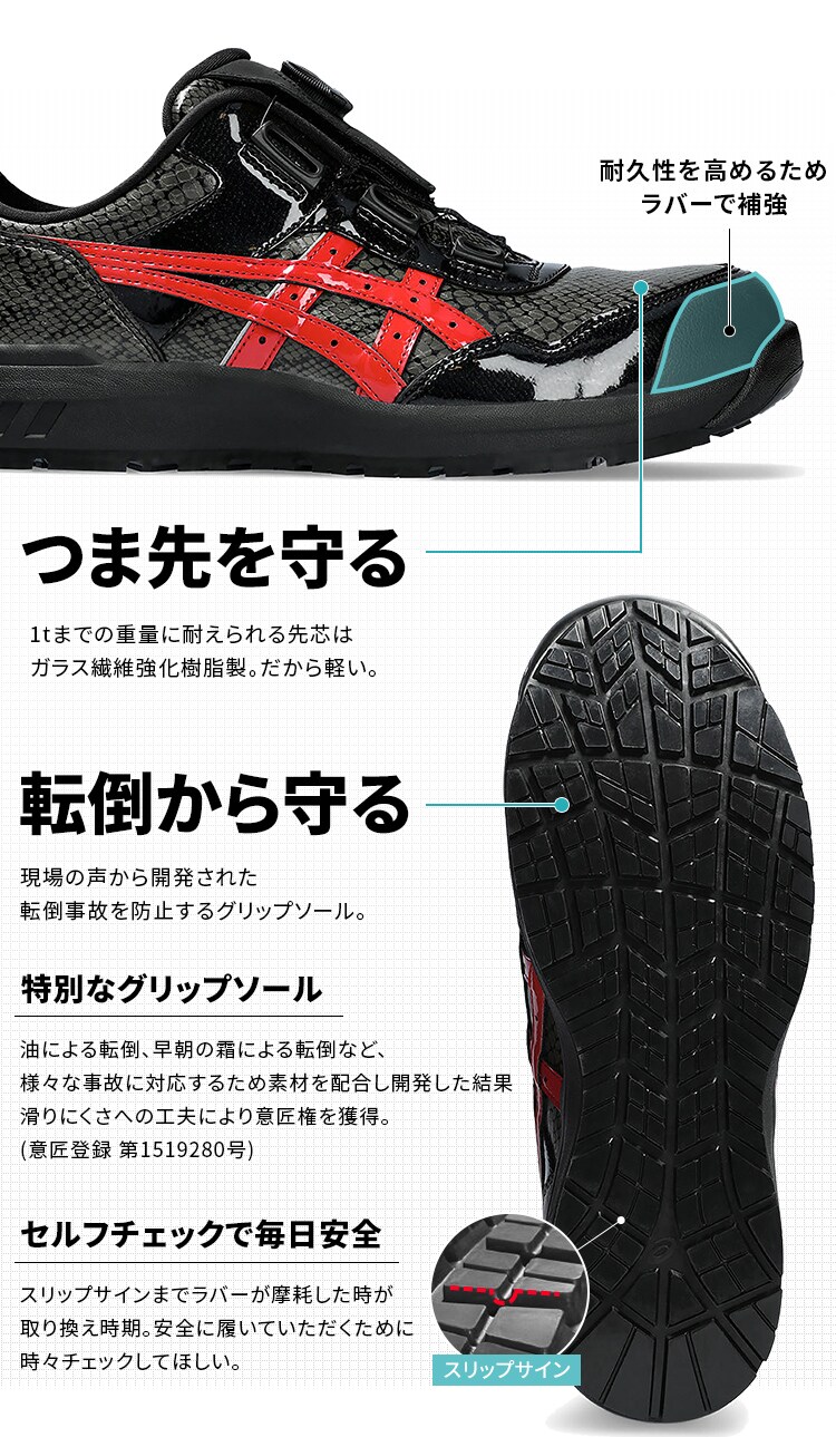 アシックス WINJOB CP306 BOA BLK EDITION ブラック&times;クランベリー3