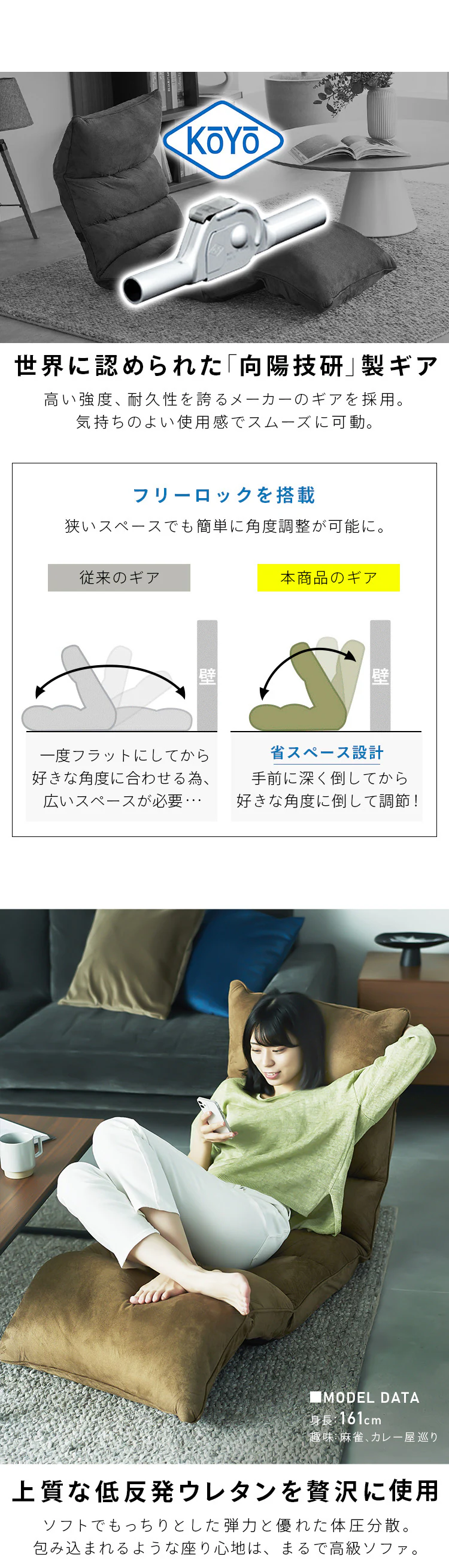座椅子 NFC-02 グレー4