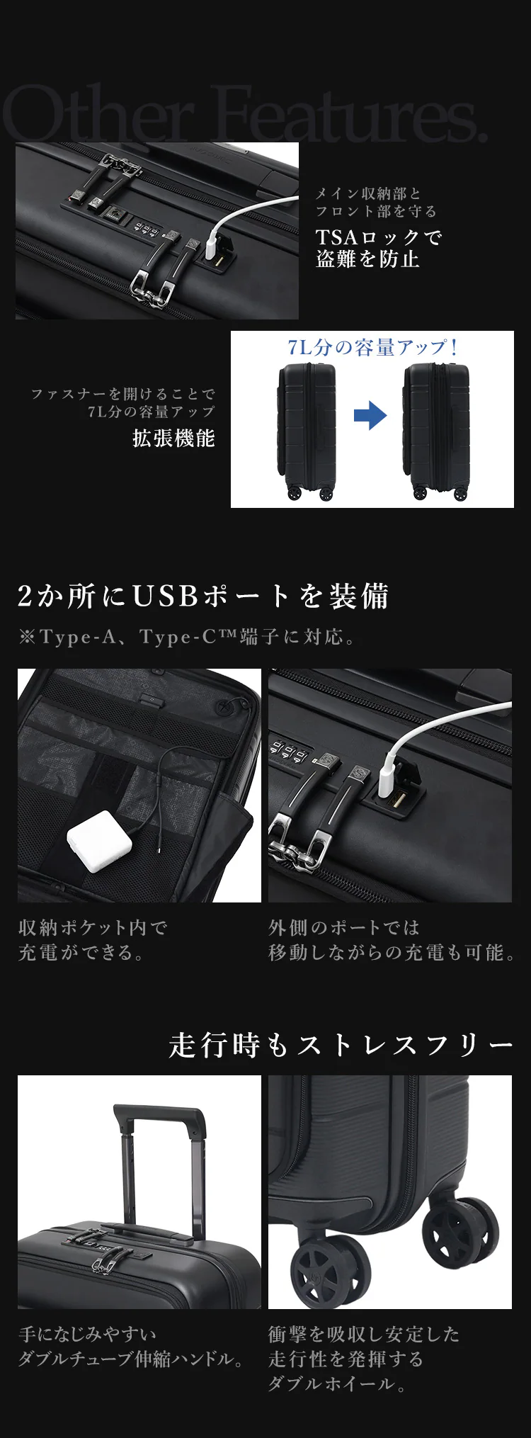 スーツケース サムソナイト 41〜48L 1〜3泊 ダブルキャスター 拡張機能付き NEOPOD スピナ EXP 55/20 ブラック3