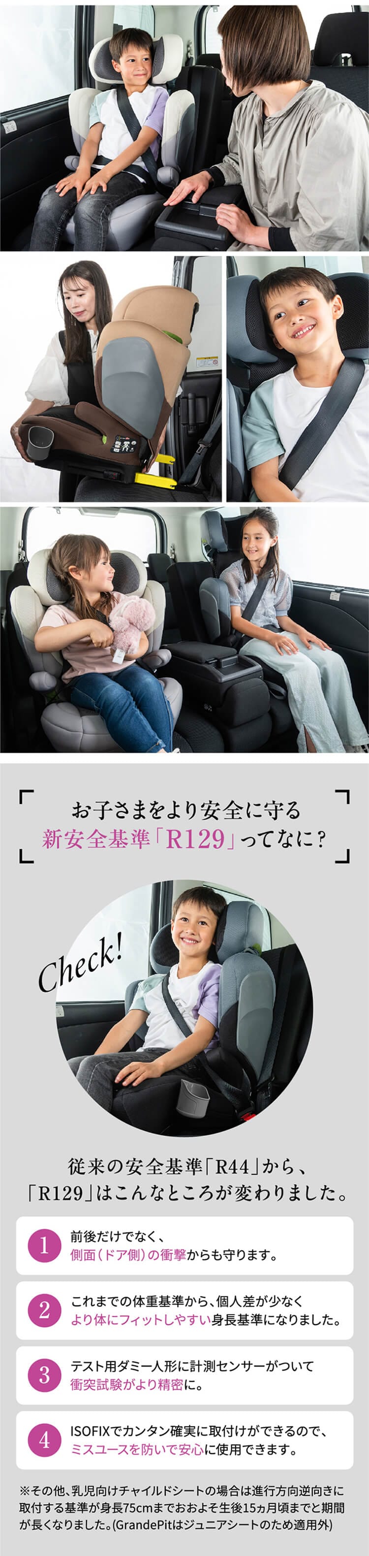 ジュニアシート ISOFIX 固定式 3歳半から12歳 R129適合モデル 取り付け簡単 グランデピット Grande Pit 81226 ブラック1