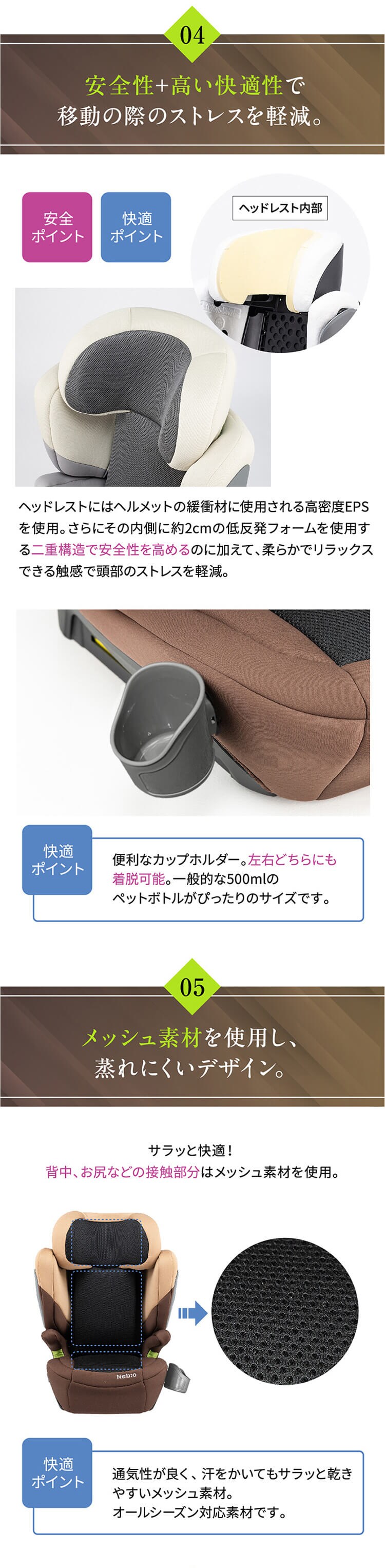 ジュニアシート ISOFIX 固定式 3歳半から12歳 R129適合モデル 取り付け簡単 グランデピット Grande Pit 81226 ブラック9
