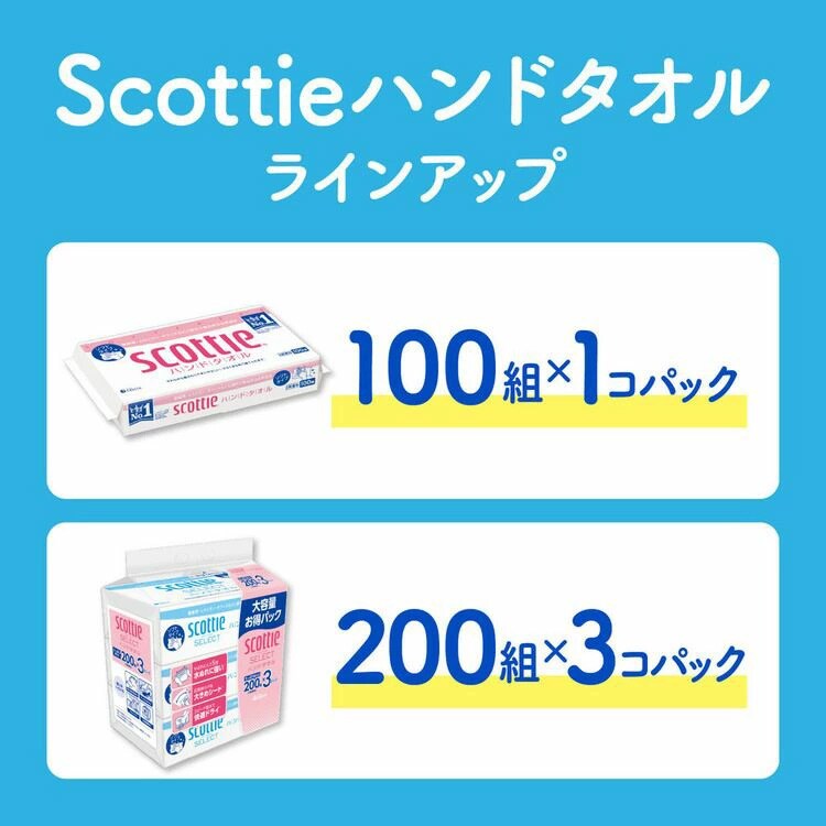 【10個セット】スコッティ セレクト ハンドタオル 200組(400枚)&times;3コパック 37754 6