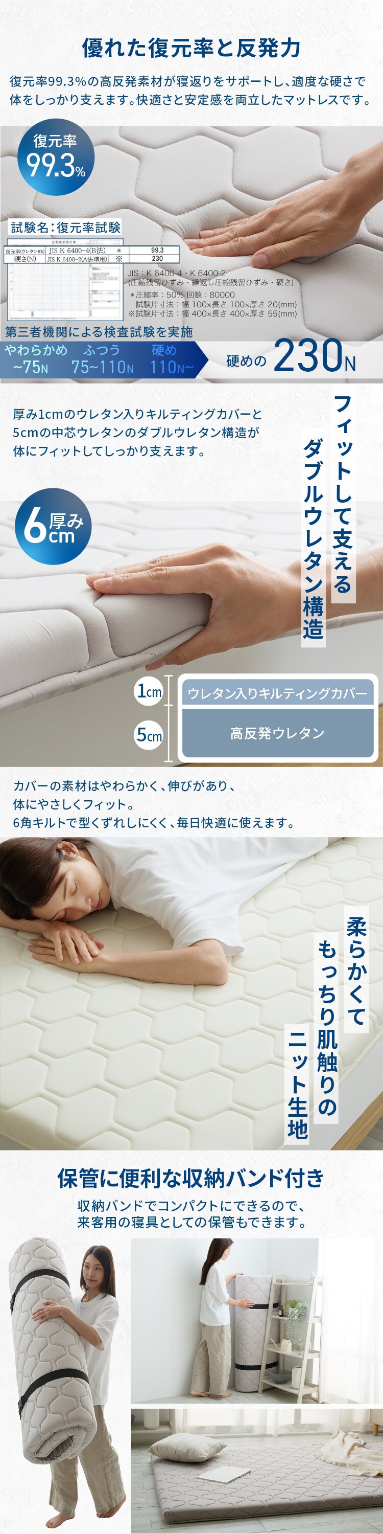 洗えるウレタンマットレス　ダブル ライトブラウン1