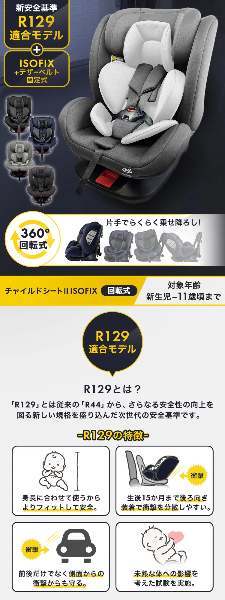 チャイルドシート ISOFIX回転式 1090311087 デニムブルー R1290