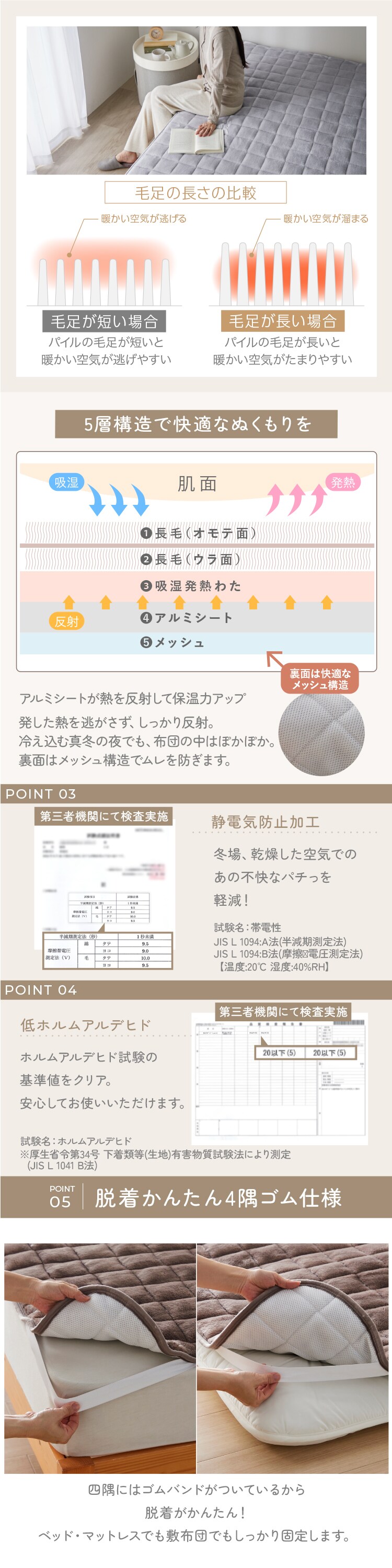 毛足ながい ボリューム敷パッド  シングルサイズ アイボリー1