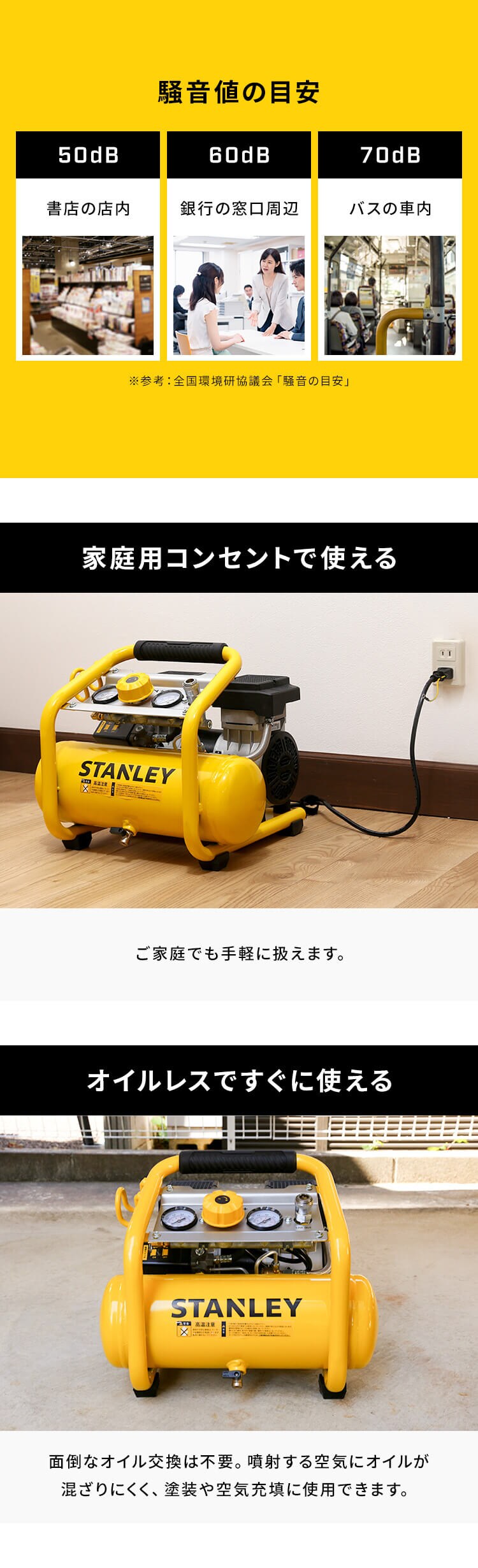 アルトンジャパン 6L静音型エアーコンプレッサー イエロー・ブラック SXCMXA300661-JP 1
