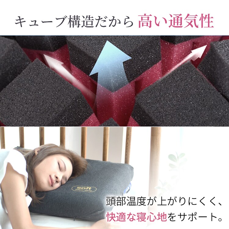 まくら 無重力枕 スタンダード L/高さ11cm 通気性 高反発 低反発 体圧分散 F1F2 The Cubes Cubes01-L5