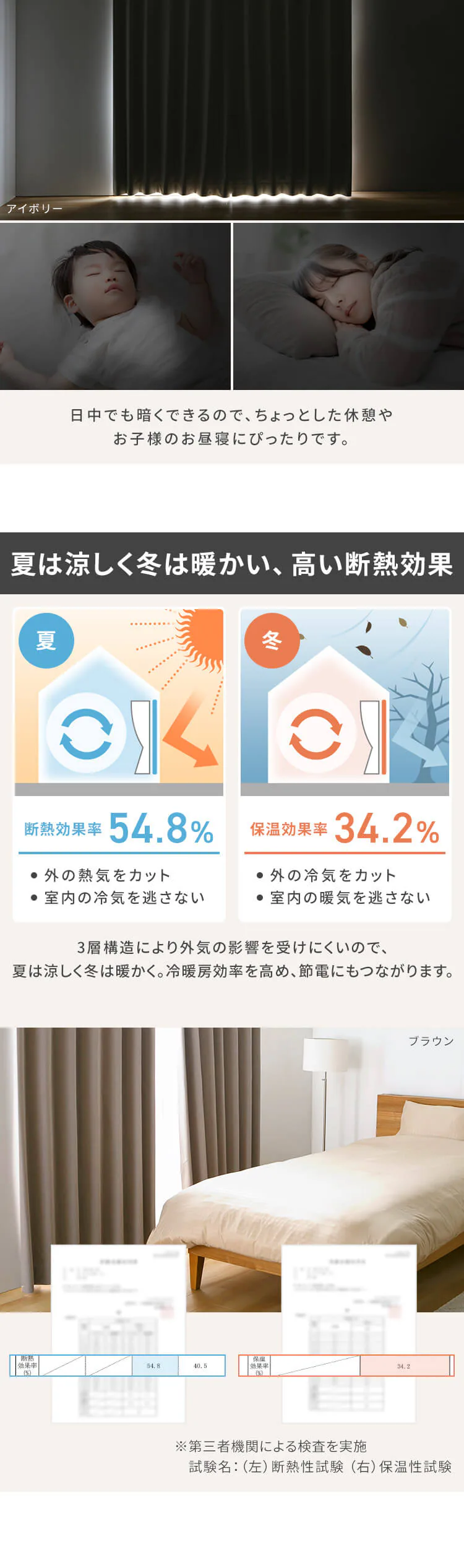 【レースカーテンセット】一級遮光 100ｘ135 ブラウン2