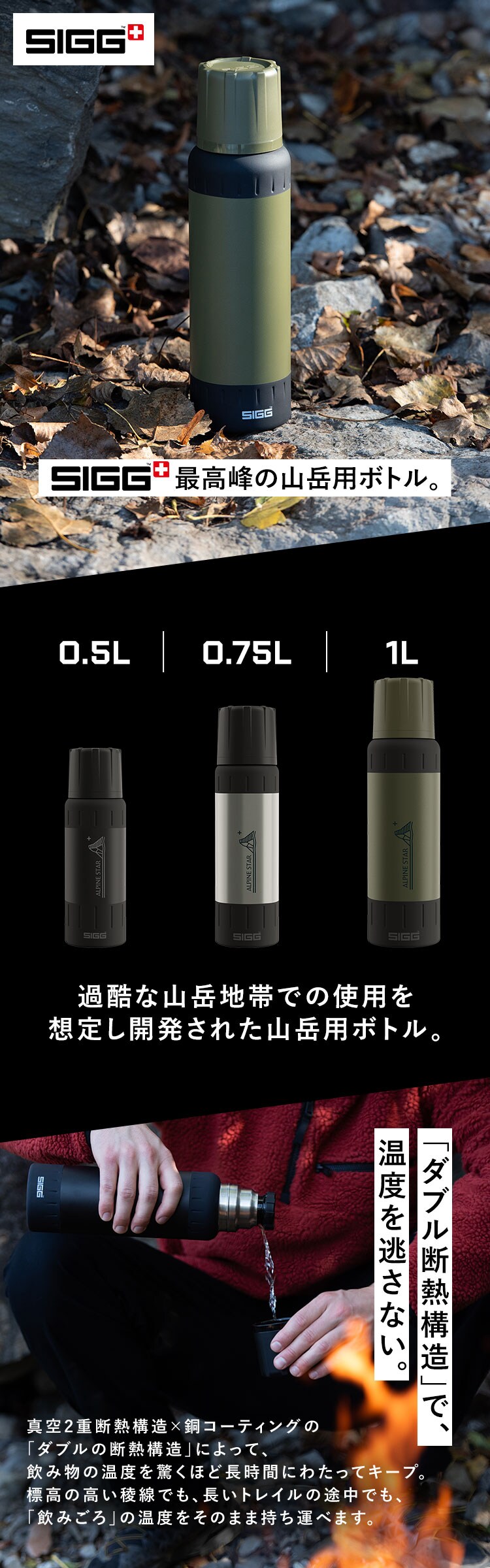 水筒 500ml 保温 保冷 真空二重構造 ブラッシュド0