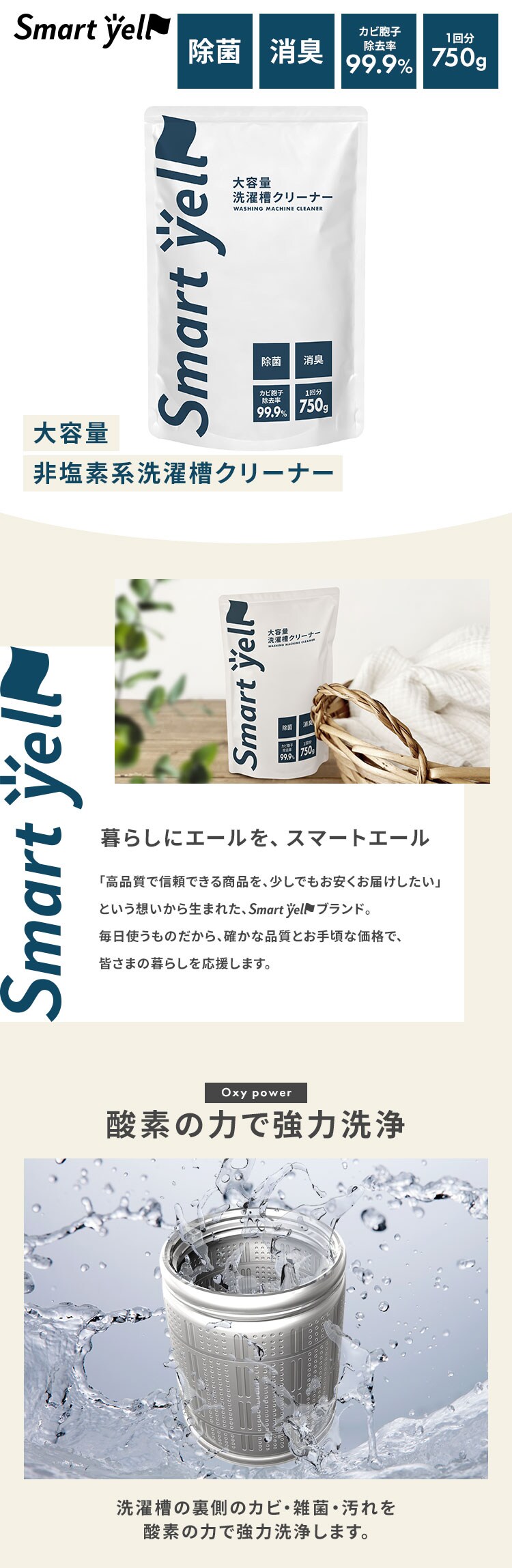 スマートエール 非塩素系洗濯槽クリーナー 750g0