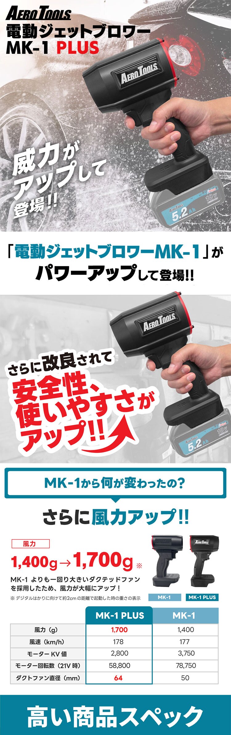 AERO TOOLS AERO TOOLS 電動ジェットブロワー MK-1 Plus he-tol11aero103 【プラザセレクト】0