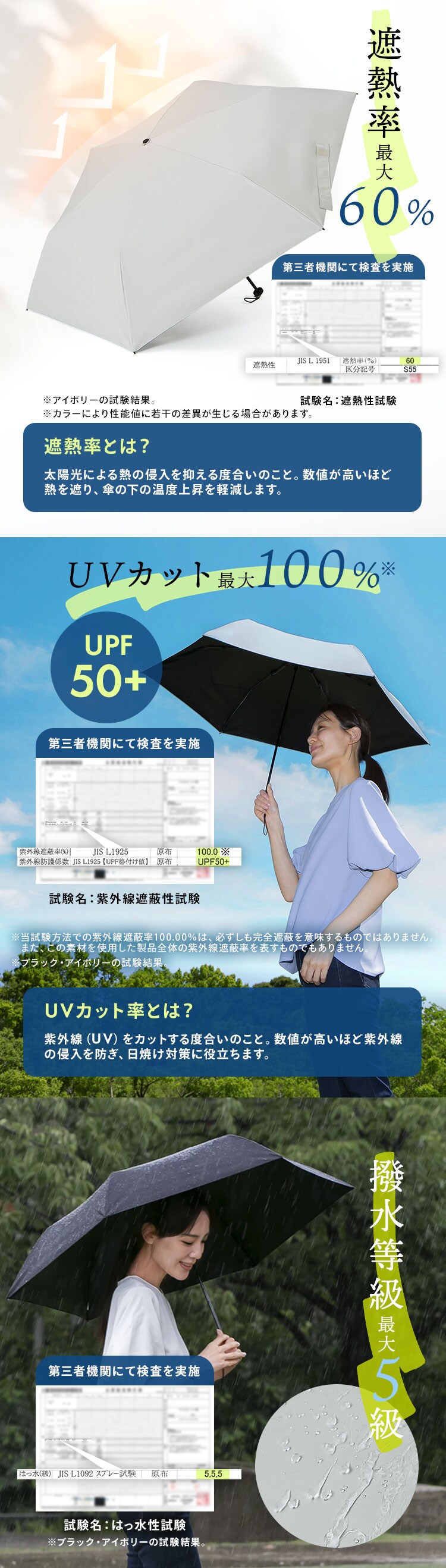 スマートエール 軽量 晴雨兼用傘 55cm ブルーグレー3